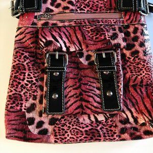 Hot Pink Animal Print Messenger Bag